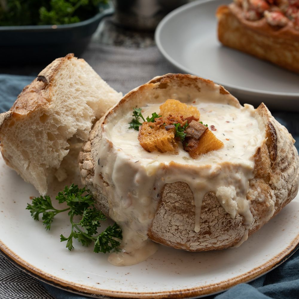 Seattle Clam Chowder in Sourdough Bread Bowl